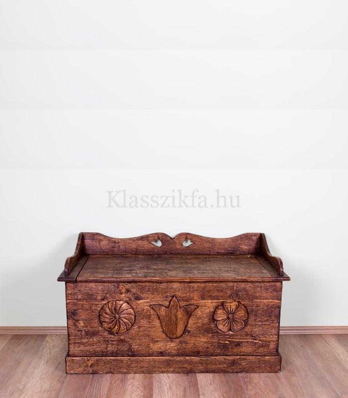 Antikolt tulipános láda