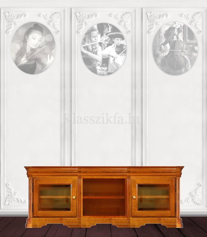 Otello 3 modulos, 576x1633 mm-es 50 cm mély komód - 2 üvegajtóval és 2 nyitott polccal