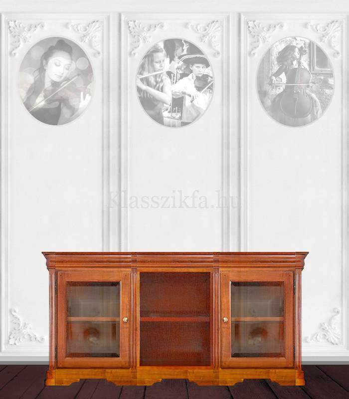 Otello 3 modulos, 757×1633 mm-es 50 cm mély komód - 2 üveges ajtóval és 2 nyitott polccal