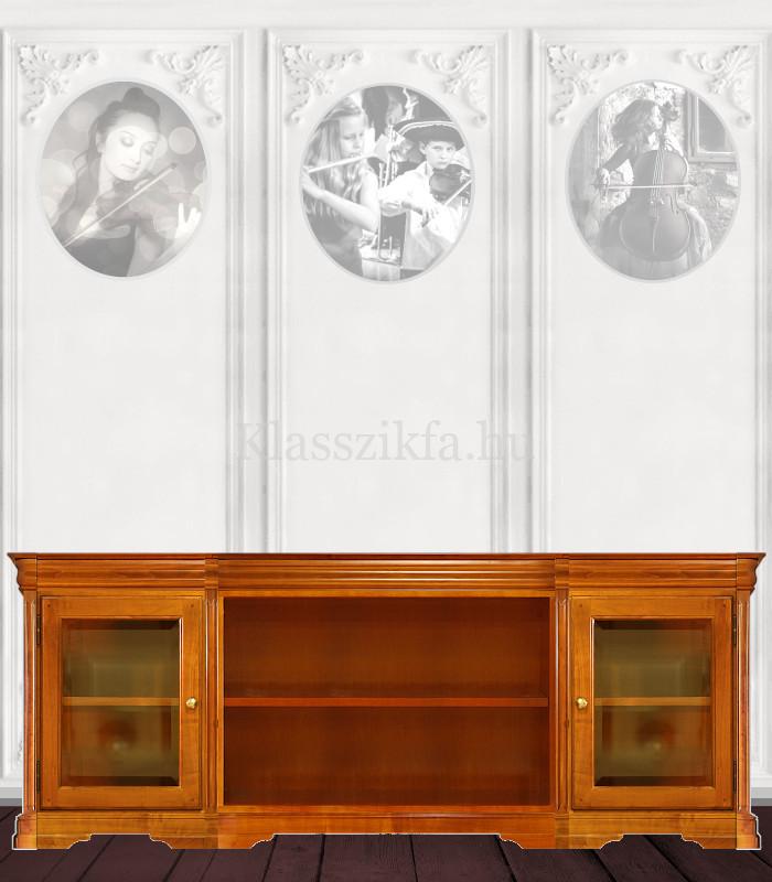 Otello 4 modulos, 757×2073 mm-es 50 cm mély komód - 2 nyitott polccal és 2 üvegajtóval