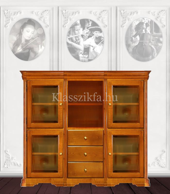 Otello 1349×1633 mm-es 40 cm mély szekrény - 3 fiókkal 4 üvegajtóval és 2 nyitott polccal
