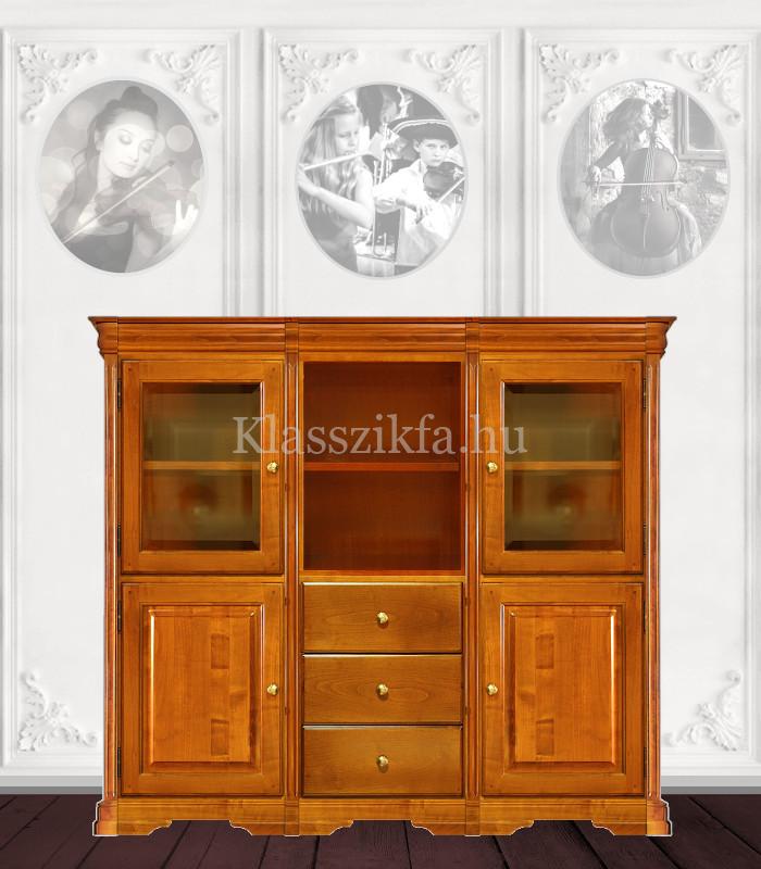 Otello 1349×1633 mm-es 40 cm mély szekrény - 3 fiókkal 2 teli ajtóval 2 nyitott polccal és 2 üvegajtóval